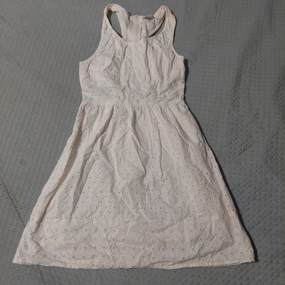 American Eagle Outfitters White Eyelet Racerback Midi Dress